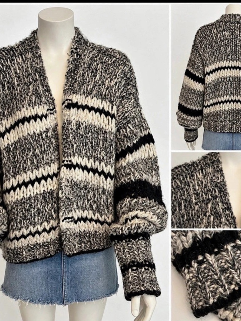 Free People Striped Knit Cardigan Size Large